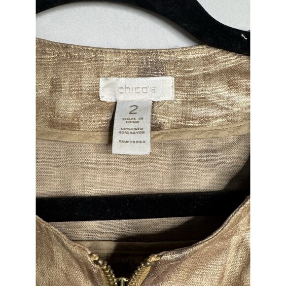 Chico's  Brushstrokes Linen/Rayon Blazer Size 2 - Picture 3 of 4